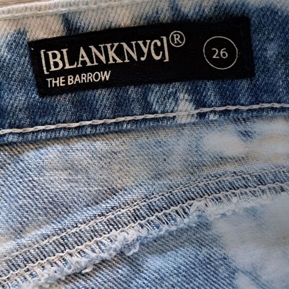 BlankNYC The Barrow Acid Wash Destroyed Vintage High Rise Short Blue/White Sz 26 - Picture 7 of 13